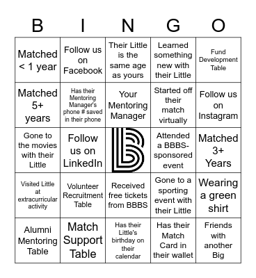 National Mentoring Month 2023 Bingo Card