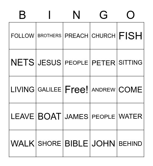 Third Sunday in Ordinary Time  (Cycle A) Bingo Card