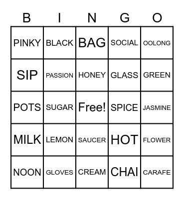 Vintage Tea 2023 Bingo Card