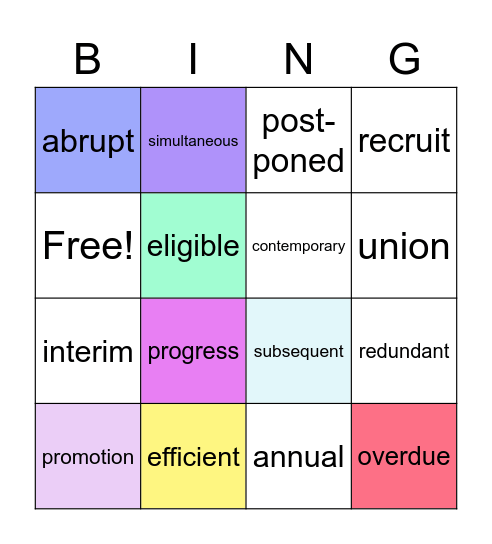 TIME AND WORK Bingo Card
