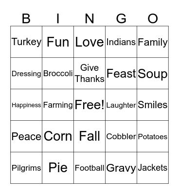 Titzer Thanksgiving BINGO! :) Bingo Card