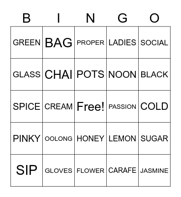 VINTAGE TEA Bingo Card