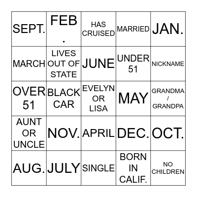 birthday bingo Card
