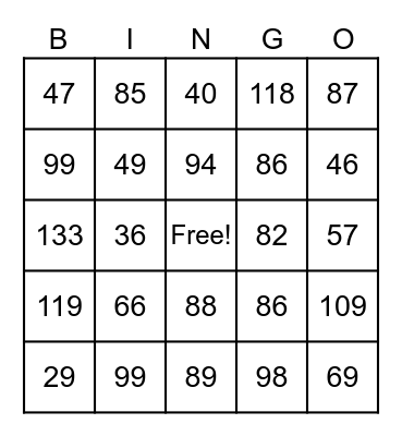 2nd Grade Addition bingo Card