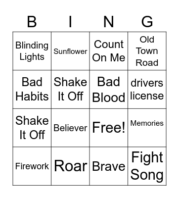 Musical Bingo! Bingo Card