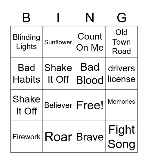Musical Bingo! Bingo Card