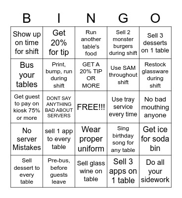 SERVER BINGO Card