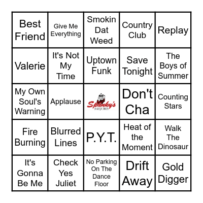 Spanky's Music Bingo  1/18/23 Bingo Card
