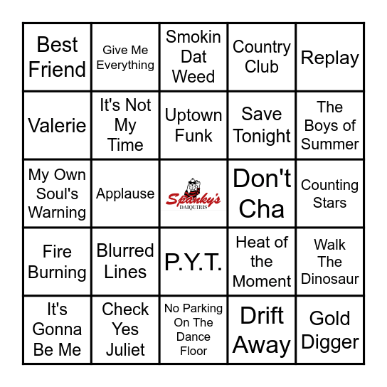 Spanky's Music Bingo  1/18/23 Bingo Card