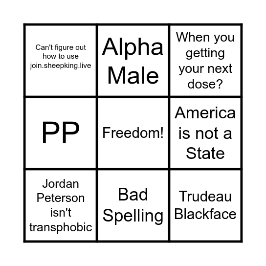 Sheepking Bingo Card