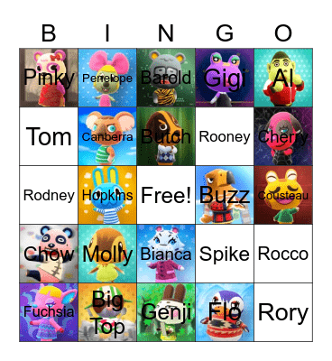 Animal Crossing Villager Hunting Bingo Card