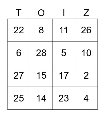 Dzień Babci i Dziadka Bingo Card