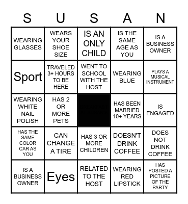 FIND THE GUEST BINGO Card