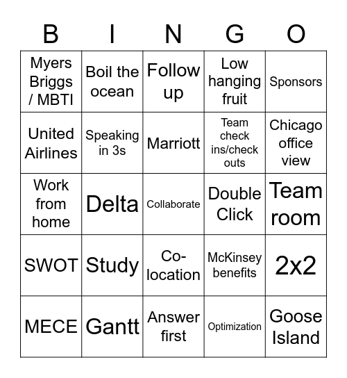 Consulting Jargon BINGO Card