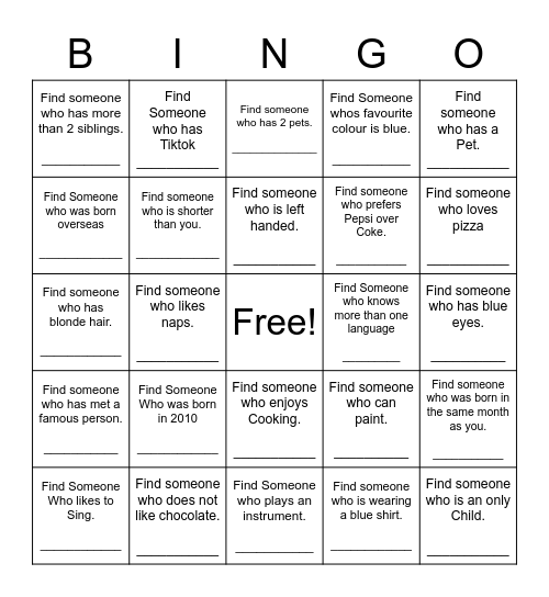 HUMAN BINGO Card