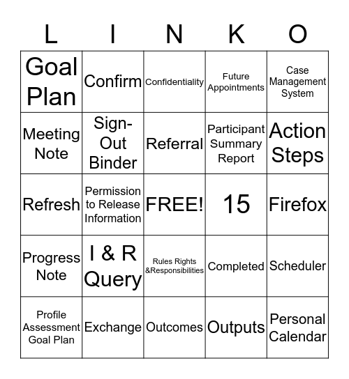 LINK-O! Bingo Card