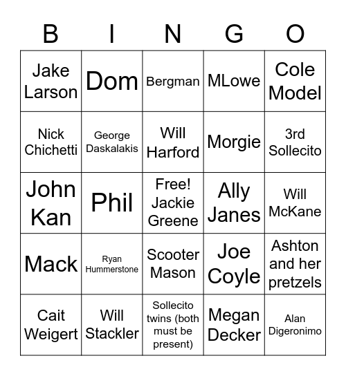 CELLAR BINGO Card