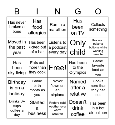 Fun Bingo Card