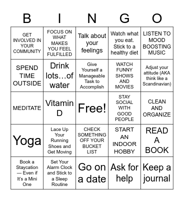 BEAT THE WINTER BLUES Bingo Card