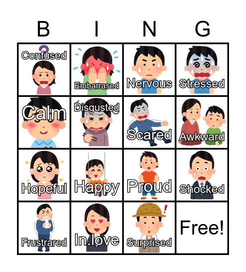 Feelings Bingo Card