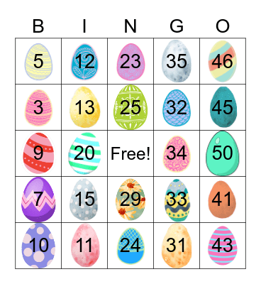Easter Egg Scavenger Hunt Bingo Card