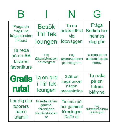 DI-dagen Bingo Card