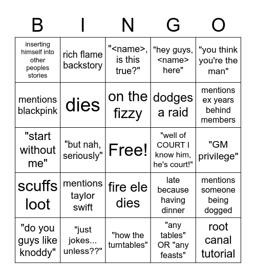 Boulong Bingo Card