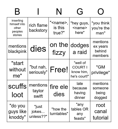 Boulong Bingo Card