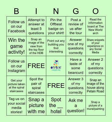 SINGAPORE UNCUT Bingo Card