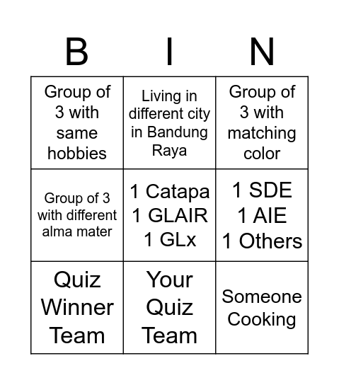 GL Bandung Photo Bingo Card