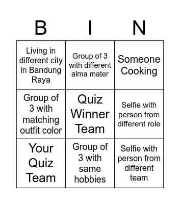 Photo Bingo Card
