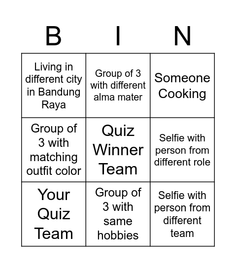 Photo Bingo Card