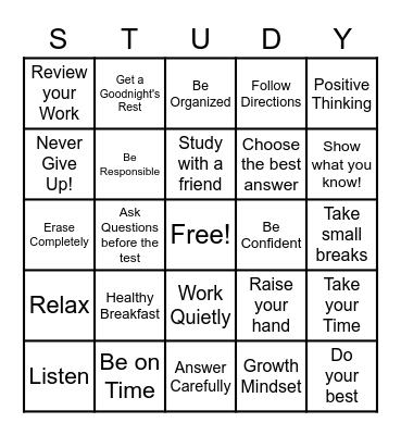 Prepare for the Test Bingo Card