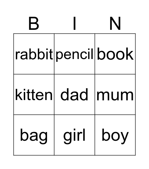 Unit 2 Bingo Card