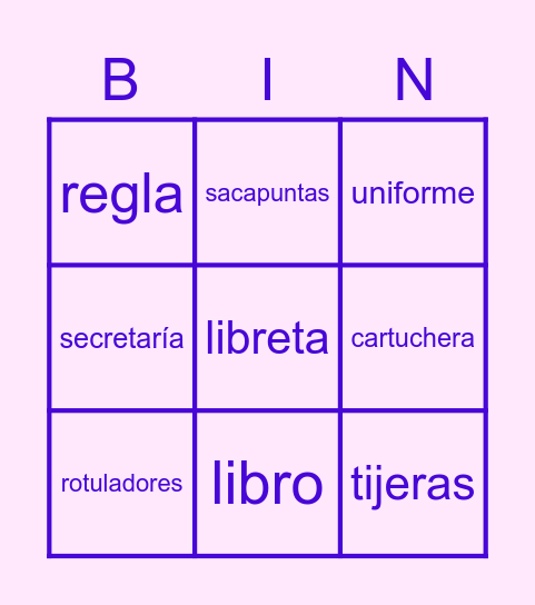 El colegio Bingo Card