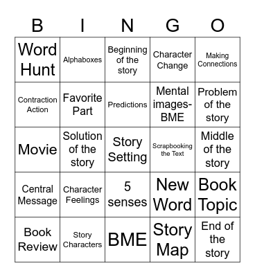 Reader's Response Bingo Card Bingo Card