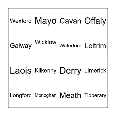 Counties Bingo Card