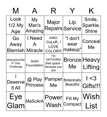 Mystery Beauty Bash BINGO Card