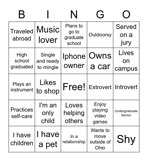 Meet Me Bingo Card