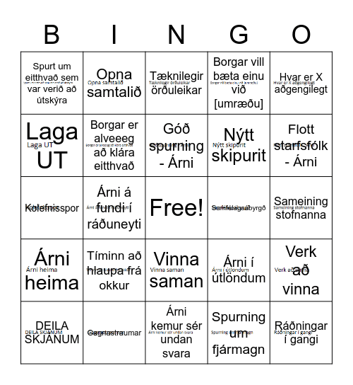 VIngospjald Bingo Card