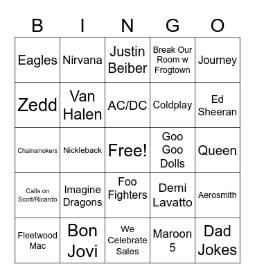 CCN Music Bingo Card