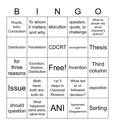Essay Five Bingo Card