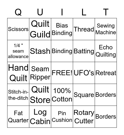 Quilto Bingo Card