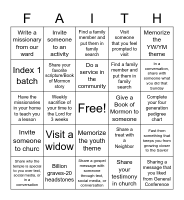 2023 Nocatee Ward Mission Plan Bingo Card