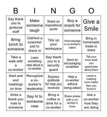 Canon Kindness Bingo Card