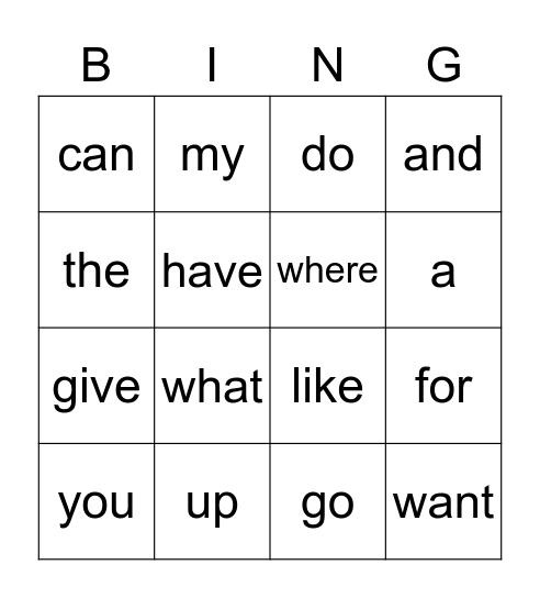 Sight Words 2nd Tri PR Bingo Card