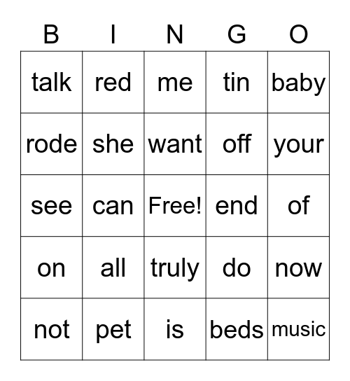 No Excuse Words Bingo Card