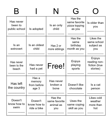 Find Someone Who ... Bingo Card