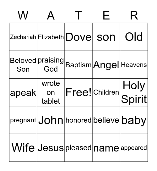 WATER Bingo Card