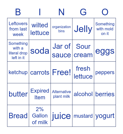 MTV Crib: Fridge Bingo Card